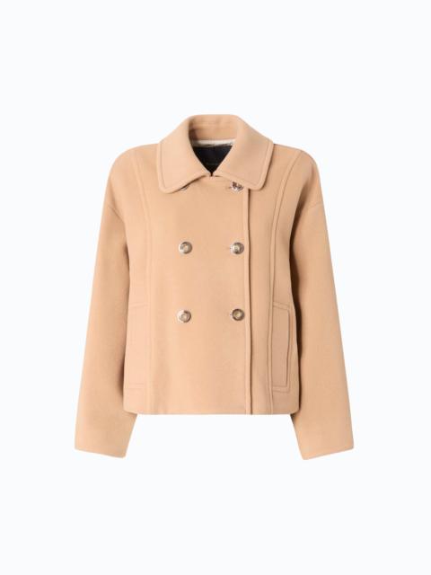 PINKO DOUBLE-BREASTED PEA COAT IN DOUBLE-LAYERED WOOL-BLEND CLOTH