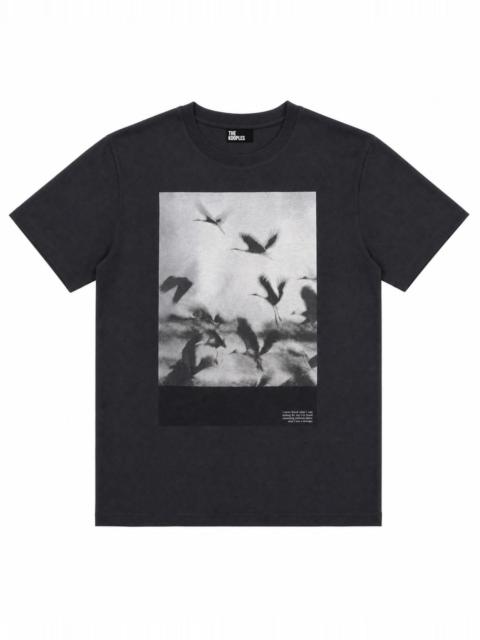 The Kooples BLACK T-SHIRT WITH SCREEN-PRINTED BIRDS