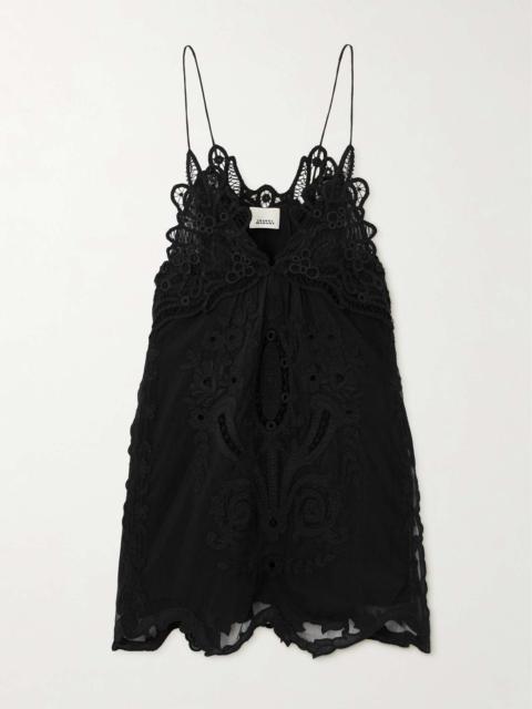 Virginia lace-appliquéd embroidered tulle mini dress