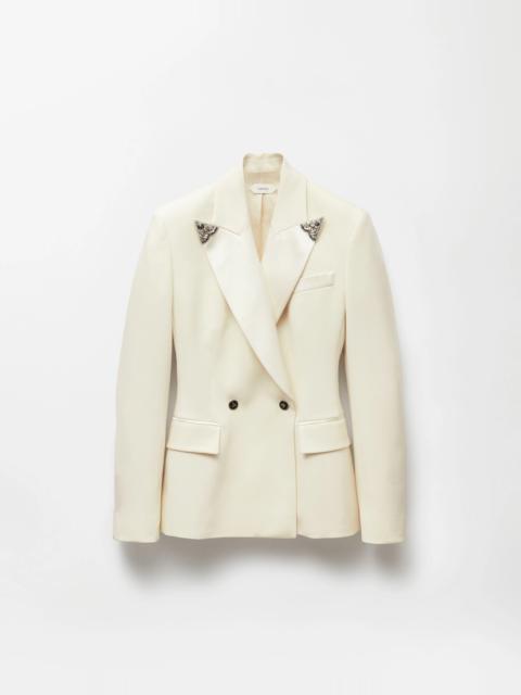 VERSACE Embroidered-Lapel Stretch Wool Blazer