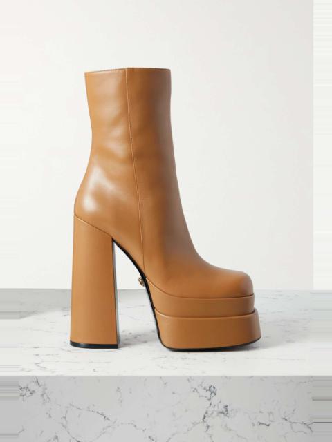 VERSACE Leather platform ankle boots