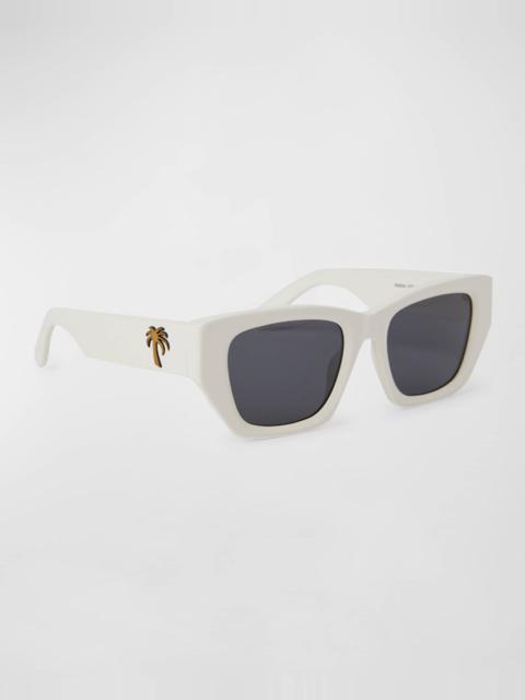 Palm Angels Hinkley White Acetate Cat-Eye Sunglasses