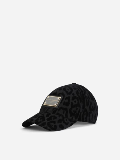 Dolce & Gabbana Baseball cap with flocked leopard print