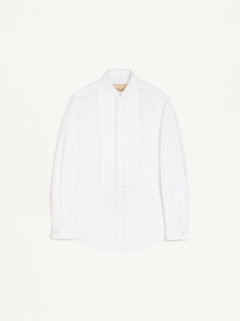 Valentino VALENTINO COTTON POPLIN SHIRT WITH PLEATED PLASTRON AND LACE DETAILS