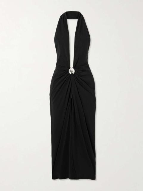 CHRISTOPHER ESBER Pierced Orbit halterneck stretch-jersey maxi dress