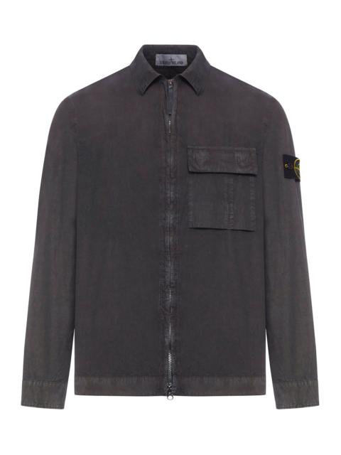 Stone Island ORGANIC COTTON ZIP-UP OVERSHIRT WITH REMOVABLE BADGE