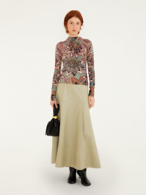 FARM RIO Pleats Leather Midi Skirt