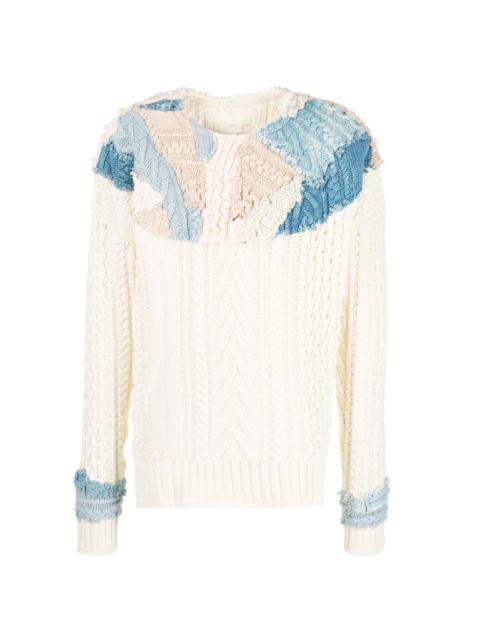 patchwork cable-knit jumper