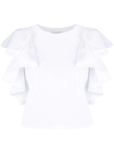 Alexander McQueen short ruffled sleeves cropped top