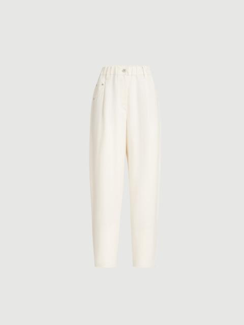 Brunello Cucinelli Viscose and linen fluid twill baggy trousers with monili
