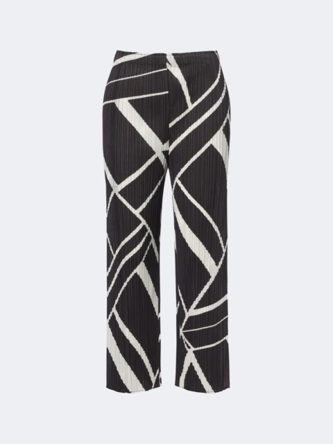 Pleats Please Issey Miyake Fold Line pleated printed wide-leg pants