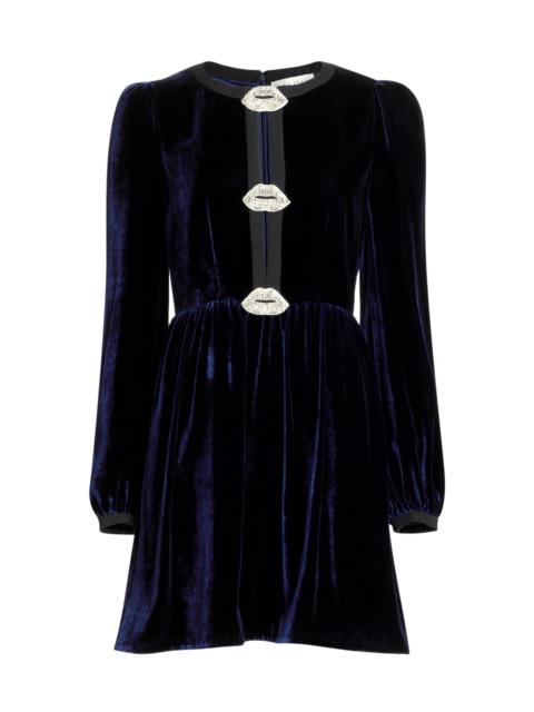 SALONI Women's Camille Bows Velvet Minidress - Navy Black Lips