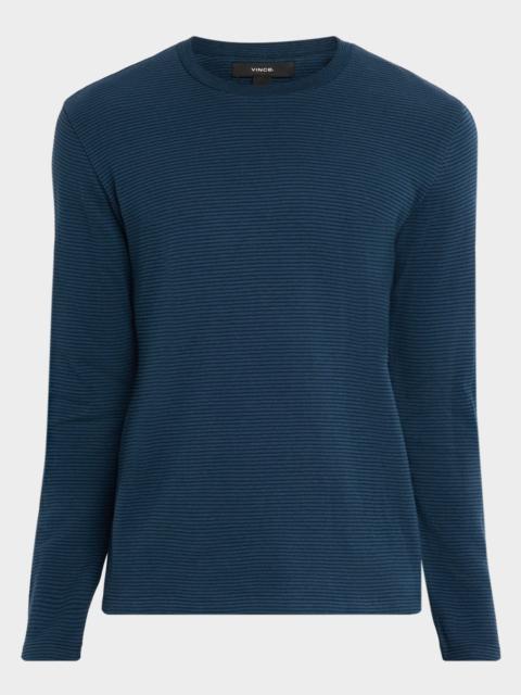 Vince Men's Striped Double-Knit Pima Cotton Long-Sleeve T-Shirt