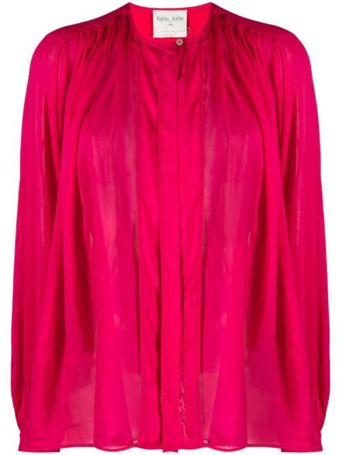 forte_forte gathered cotton-blend shirt