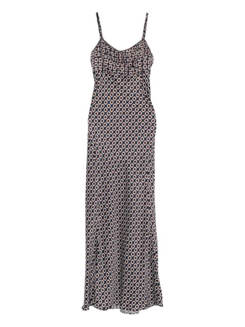 printed lace-up maxi dress