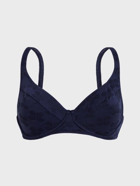 Vilebrequin WOMEN UNDERWIRE BIKINI TOP TURTLE MONOGRAM JACQUARD