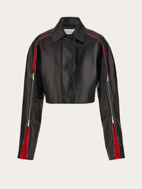 FERRAGAMO SHORT JACKET WITH CONTRASTING INSERTS