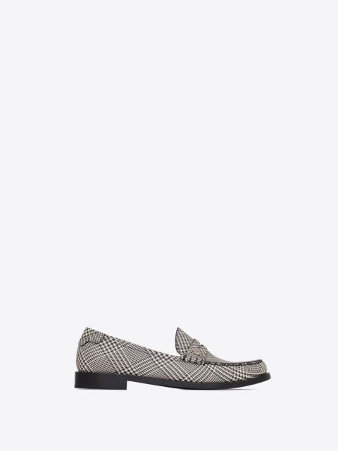 SAINT LAURENT le loafer monogram penny slippers in prince of walles coated canvas