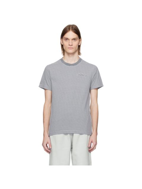 Burberry White & Gray Striped Cotton T-shirt