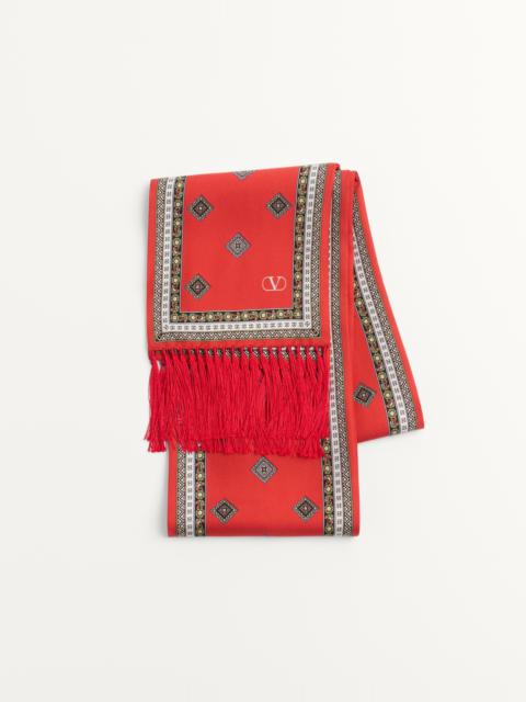 Valentino CHAMBER SILK BANDEAU SCARF WITH FRINGE