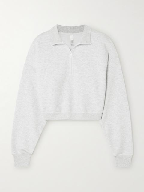 SKIMS Cropped Cotton-blend Jersey Half-zip Sweater
