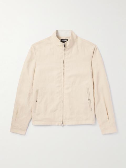 ZEGNA Leather-Trimmed Oasi Linen Jacket