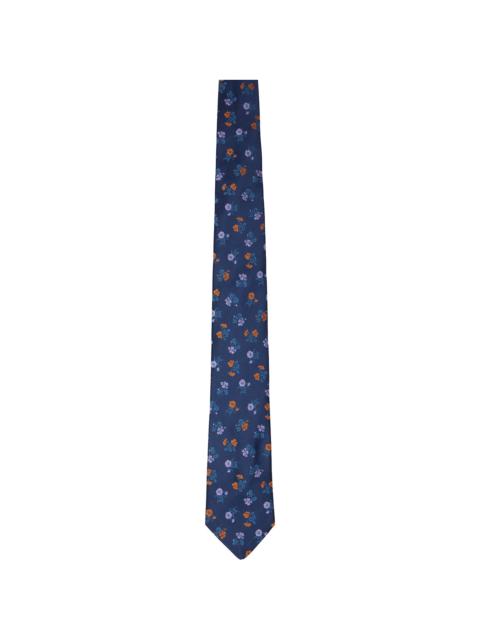 Dries Van Noten Navy Floral Tie