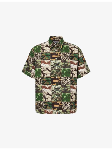 A BATHING APE® Patchwork-Print Short-Sleeve Cotton Shirt