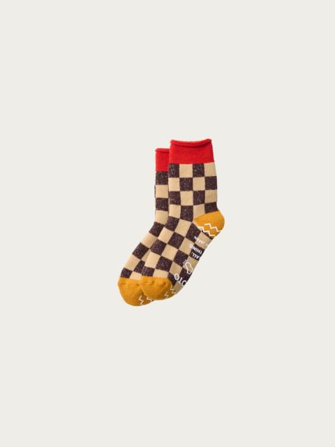 ROTOTO® Pile Room Socks "Checkerboard" - Red / Yellow