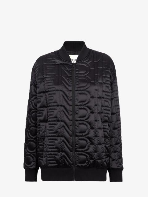 FENDI Bomber jacket with knit collar, cuffs and hem. Welt pockets with snap and zipper closure. Made of sh