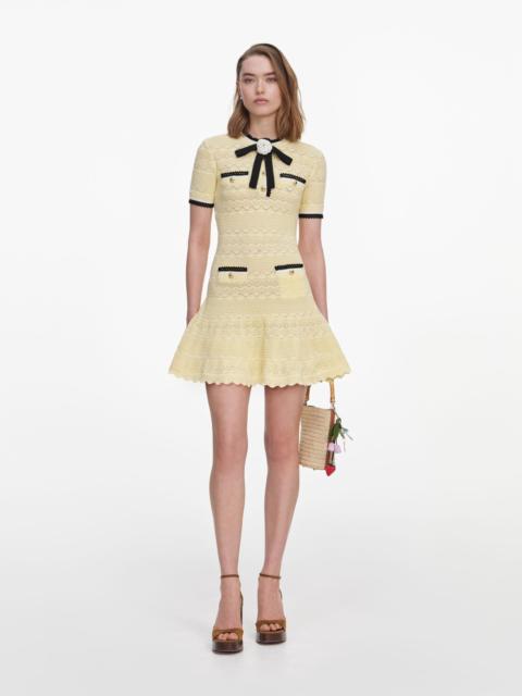 self-portrait Yellow Pointelle Knit Mini Dress