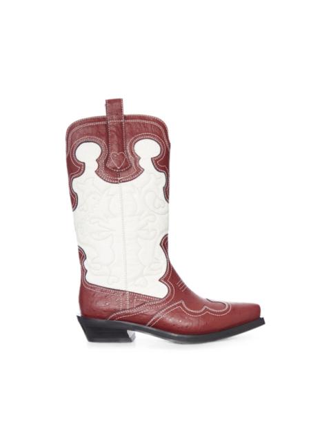 GANNI embroidered two-tone boots