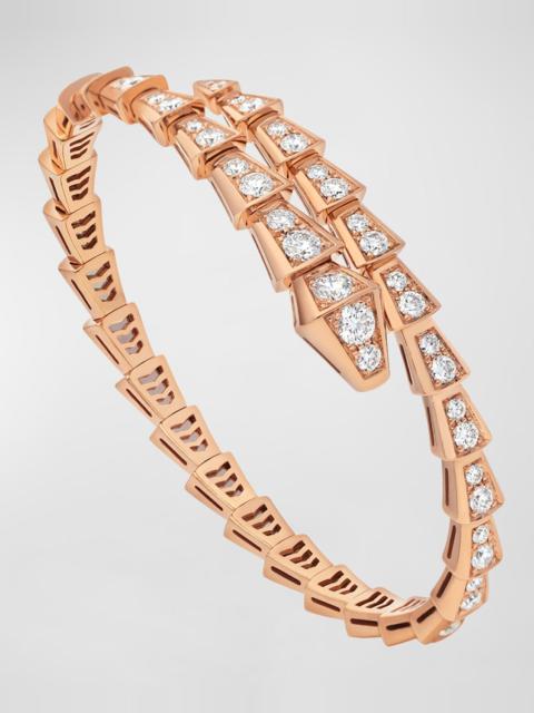 BVLGARI Serpenti 18K Rose Gold Diamond Pavé Thin Bracelet