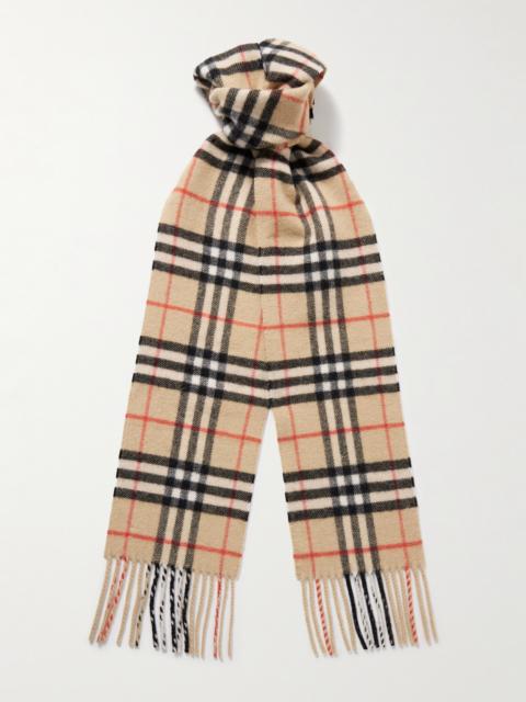 Burberry Fringed Checked Cashmere Scarf