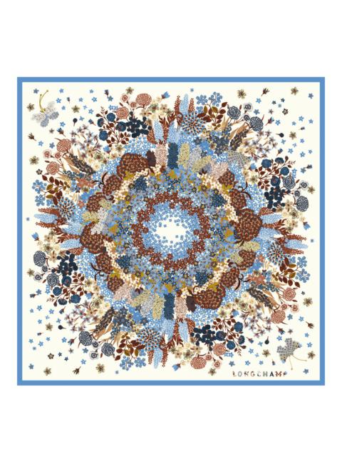 Longchamp Collier de fleurs Silk scarf 90 Cobalt - Silk