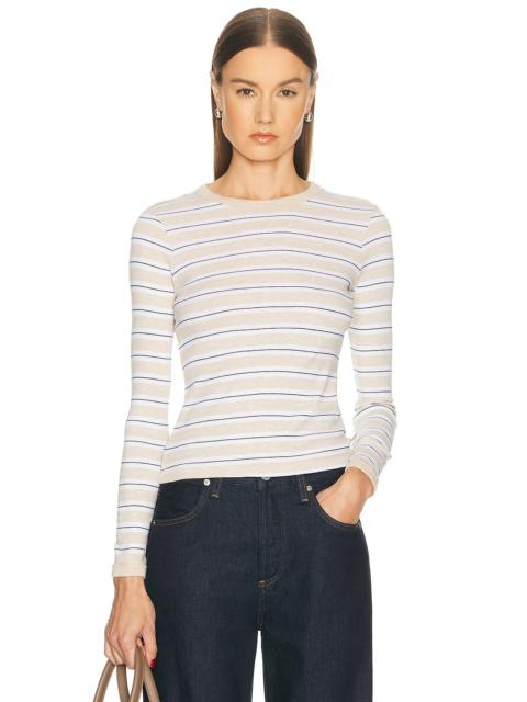 Enza Costa Cotton Stripe Classic Long Sleeve Top