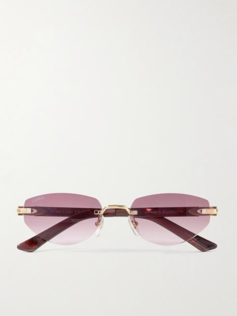 Cartier Signature C Décor Rimless Cat-eye Gold-tone And Acetate Sunglasses