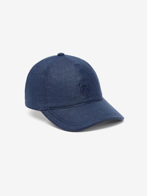 CORNELIANI Blue wool, linen and silk baseball cap