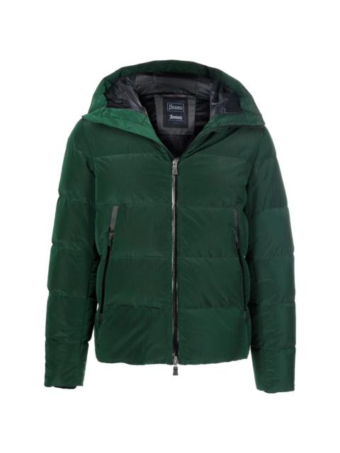 zip-pockets hooded padded jacket