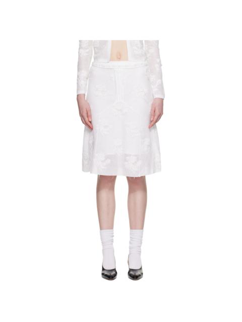 SHUSHU/TONG White Threadwork Knit Midi Skirt