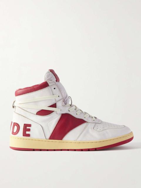 Rhude Rhecess Distressed Leather High-Top Sneakers
