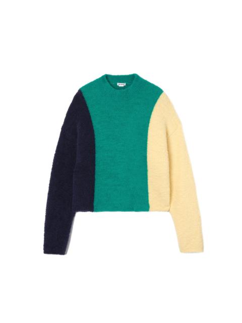 SUNNEI EXTRA-LONG SLEEVE FLUFFY SWEATER / green, blue & cream
