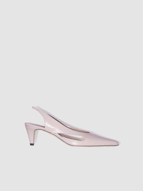BY FAR Runa Fossil Glossed Nappa Leather Slingback Pump