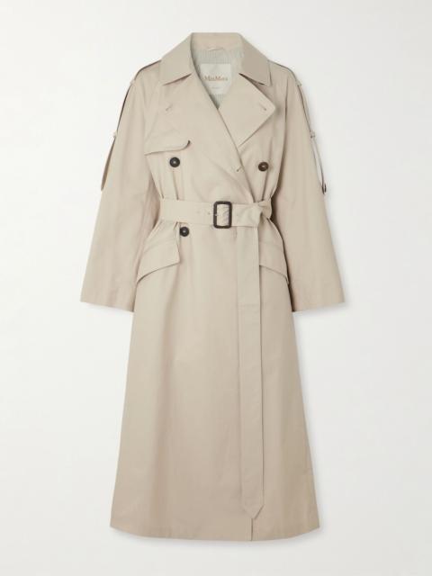 Max Mara Delfino double-breasted belted cotton-blend twill trench coat Sand