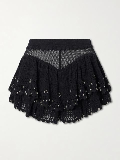 Isabel Marant Metuanie Crocheted Embellished Cotton-blend Shorts