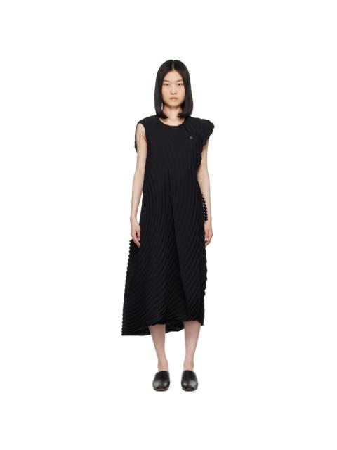 Black Resonant Pleats Maxi Dress