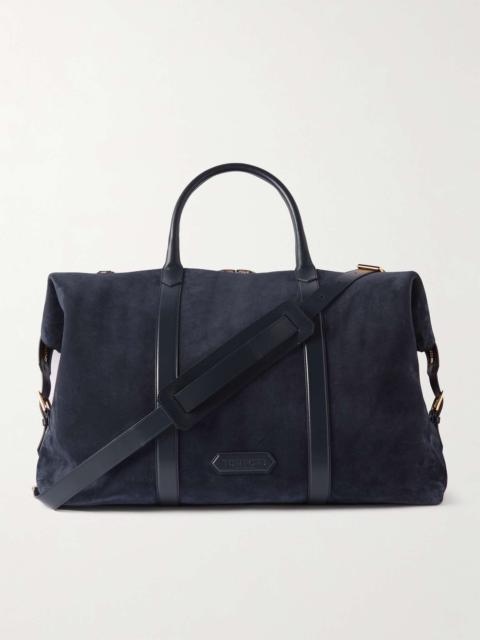 Leather-Trimmed Suede Weekend Bag