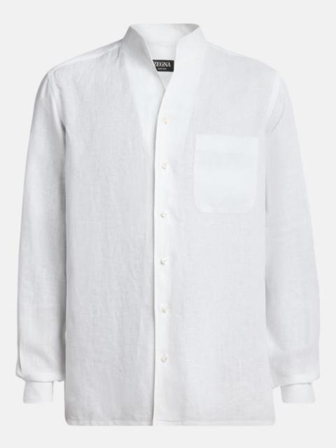 ZEGNA Men's Oasi Linen Stand-Collar Button-Down Shirt