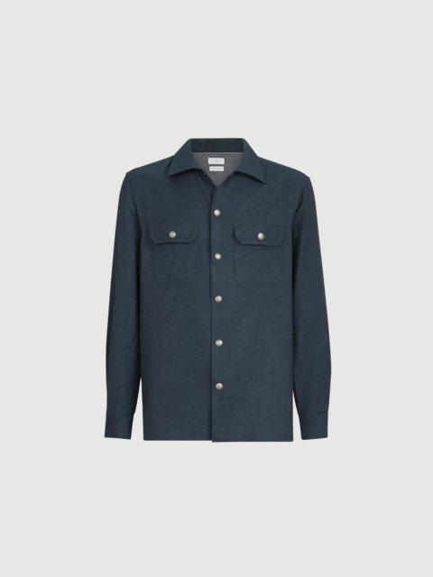 Brunello Cucinelli Virgin wool flannel overshirt with spread collar and chest pockets