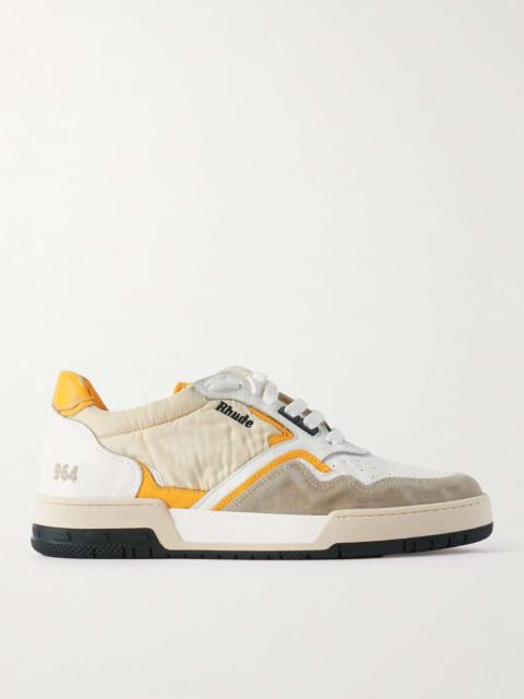 Rhude Racing Logo-Embroidered Leather, Suede and Shell Sneakers